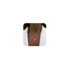 BBV Cross Necklace for Women Dainty 14K Gold Plated/Sterling Silver Cross Pendant Simple Cute Necklaces for Women Trendy Gold Jewelry (Golden smooth small cross)