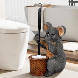 Toilet Brush Holder Set For Bathroom Super Cute Koala Base Solidly Toilet Bowl Brush And Holder Flexible And Durable Style Stylish Toilet Cleaner Brush Saving Storage Space Toilet Brushes For Bathroom