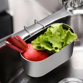 Stainless Steel Drain Basket, Hanging Sink Strainer for Kitchen, Rust-Resistant Colander Drain Basket, Metal Kitchen Filter for Washing Draining Vegetables Fruits