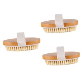 TOVINANNA 3pcs Shower Bathing Natural Bristle Massage Brush for Cleaning and Exfoliating Dual-sided Handle Bath Brush for Wet and Dry Brushing for Relaxation and Skin Care