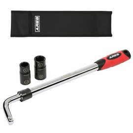 ARES 57001 – Juego de llave de rueda extensible de servicio pesado – Llave de rueda de alto torque se extiende de 447mm a 600mm (17.5 a 23.5 pulgadas) – Incluye 2 enchufes de 6 puntas de doble cara