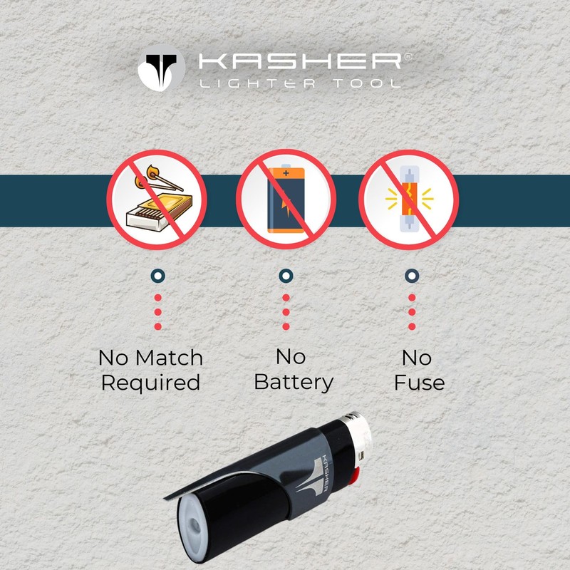 Kasher 3 Pack Classic Lighter (Black, with Lighter)