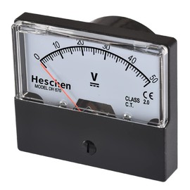 Heschen Rectangular Voltmeter Analog Panel Volt Voltage Meter 670 style DC 0-50V Class 2.0