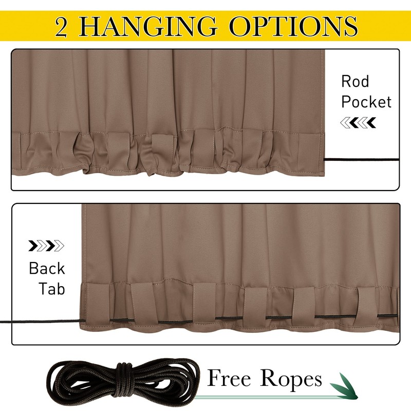 NICETOWN 2 Panels Weighted Blackout Curtains Patio Waterproof Outdoor Curtains,