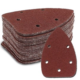 Cionyce 50 Pcs 320 Grit Mouse Detail Sander Sandpaper 5 Hole Mouse Sandpaper Hook and Loop Sander Pads Sanding Sheets for 140mm Sanding Machine