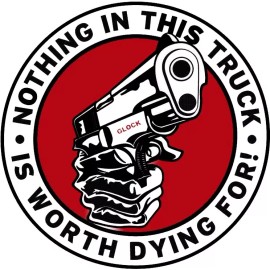 NOTHING IN THIS TRUCK IS WORTH DYING FOR! BUMPER STICKER WINDOW STICKER LAPTOP