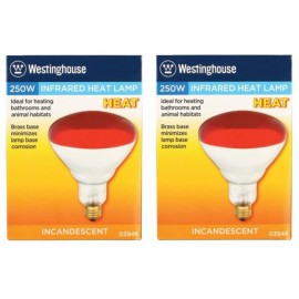 Westinghouse 0394848 250W R40 Red Dimmable Infrared Heat Lamp Bulbs - Pack of 2