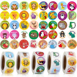 Teacher Motivational Stickers - 2500 Pcs Animal Cartoon Reward Stickers for Kids & Teachers