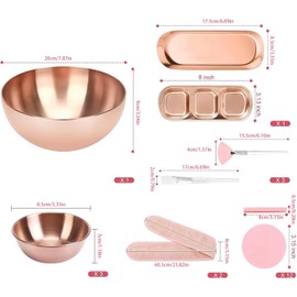 Juego de herramientas de maquillaje profesional de 26 piezas con tazón de mezcla de acero inoxidable y cepillos de nailon para aplicación de mascarilla facial Juego de tazón de mezcla de máscara