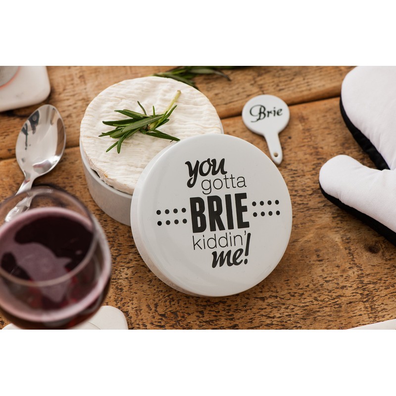 Premier Housewares Pun and Games Cheese Baker, Stoneware, White, 13