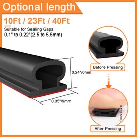 alophoty 40 Ft Rubber Door Weather Stripping Door Seal Strip, D Shaped Door Seal Strip for Door Frame, Self Adhesive Door Soundproofing Strip, Weatherstripping for Doors Windows Home Office
