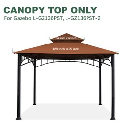 JANCANOPY Replacement Canopy roof Cover for Target Madaga Gazebo Model L-GZ136PST, (Rust Red)
