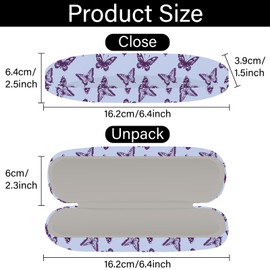 CREATCABIN Butterfly Glasses Case Hard Shell Leather Sunglasses Case Glasses Case Portable Travel Glasses Bag Storage Box Clamshell Protective Case Gift for Women Men Purple 16.2 x 6.4 x 3.9 cm