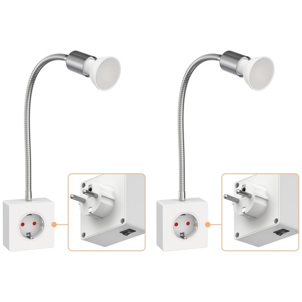 ledscom.de LESCH Reading Lamp Socket Lamp Chrome / White with