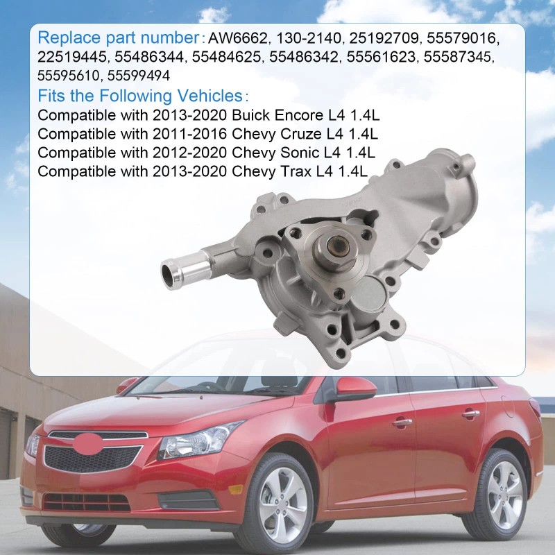 VEHITO Water Pump and Thermostat Kit For 1.4L Engine 2011-2015