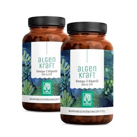 NATURTREU® Omega 3 Vegan from Algae Oil - 1000 mg Omega 3 Algae Oil from Sustainable Cultures - Microalgae Oil High Dose DHA & EPA in Optimal Ratio - Value Bundle of 2 - Laboratory Tested