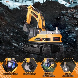 RC Construction Excavator Toy for Kids - 2.4GHz Remote Control, 680¬∞ Rotation, Realistic Lights & Sounds, Rechargeable Battery, Multi-Function Operation, Perfect for Indoor & Outdoor Play,Ideal Gift for Boys and Girls Ages 3+:_RC Crane  