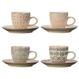 Bloomingville Cozy Set of 4 Ceramic Mugs, 4 Pieces (1 Pack), 4, Pink
