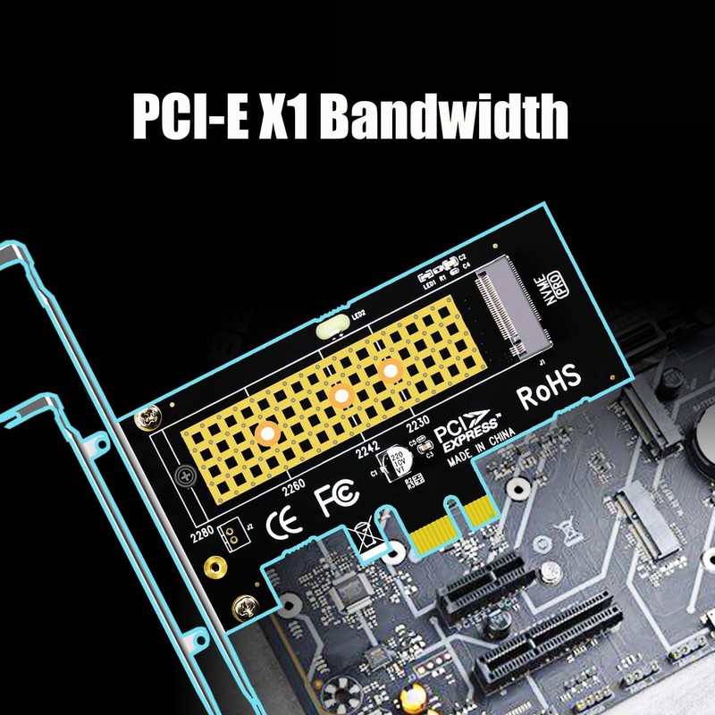GLOTRENDS PA09-X1-HS M.2 NVMe to PCIe X1 Adapter with M.2