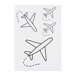 4 x 'Travel Airplane' Temporary Tattoos - Water Resistant, Skin-Safe, Non-Toxic Transfers, Mixed Sizes (TO00084716)