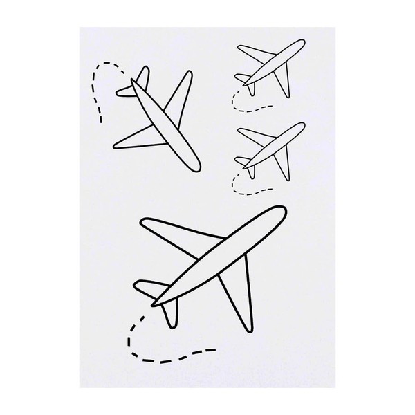 4 x 'Travel Airplane' Temporary Tattoos - Water Resistant, Skin-Safe,