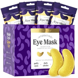 Dermora paeyaer Máscara de ojos de oro de 24 quilates, 50 pares, tratamientos de ojos hinchados y ojeras, aspecto menos cansado y reduce las arrugas y líneas finas debajo de los ojos, revitaliza y refresca tu piel.