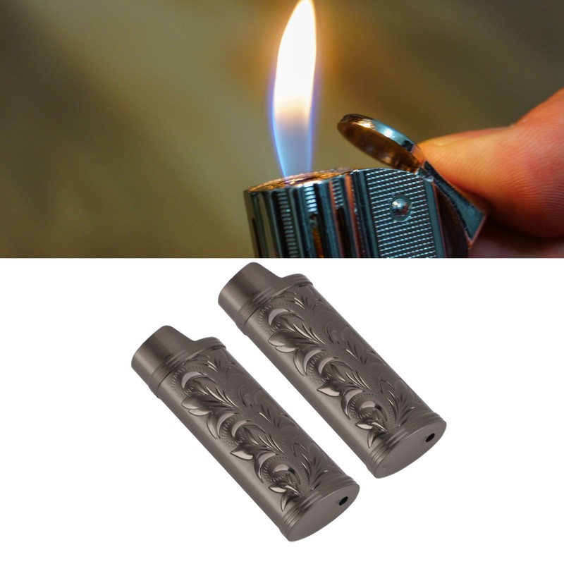 2PCS Torch Lighter Case Vintage Zinc Alloy Eye Catching Long