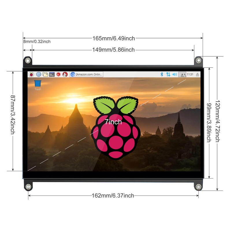 wisecoco 7 Inch Touchscreen Monitor for Raspberry Pi HDMI IPS