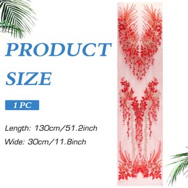 MAYJOYDIY Red Beaded Sequins Flower Lace Applique 3D Floral Embroidery Sew on Patches Flower Beaded Lace Trim Gold Sequin Lace Ribbon for Headpiece Clothing Bridal Accessories Supply Craft DIY