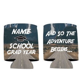 VictoryStore Can and Beverage Coolers: Customizable “And So The Adventure Begins” Graduation Can Coolers (100)