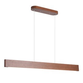 YISDESIGN 39.4" Wood Linear Pendant Light 24w Led Dimmable Dining Room Light Wood Kitchen Island Pendant Hanging Light for Kitchen Island Office Lights Walnut Color