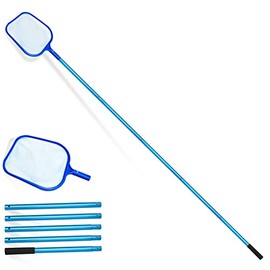 Swimming Pool Skimmer Net Basket with Long Aluminum Pole Extend 7.58 FT Fine Mesh Rake Netting for Cleaning Swimming Pool Spa Pond Leaf Debris