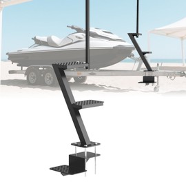 Andorm Boat Trailer Tongue 3 Steps Heavy Duty, Non-Slip Boat Trailer Step Ladder with Safety Grab Handle 500 lbs Capacity