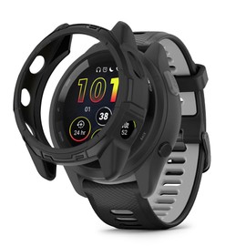 Niboow Case Compatible with Garmin Forerunner 265, Men and Women, Scratch-Resistant, Soft TPU Shockproof Protective Case, Compatible with Garmin Forerunner 265 - Black