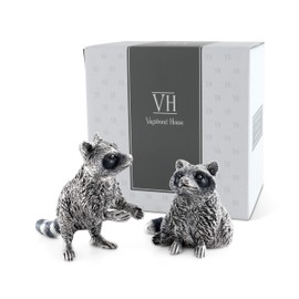 Vagabond House Pewter Raccoon Salt and Pepper 2 inch Tall