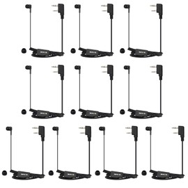 Retevis Walkie-Talkie Earpiece with Mic, in-Ear, Coil Tube, with PTT, 2 Pin, for RT22 RT68 RT21 H-777 RT86 RT19 NR10, Compatible with SAMCOM pxton 2 Way Radio, Security Two Way Radio Headset(10 Pack)