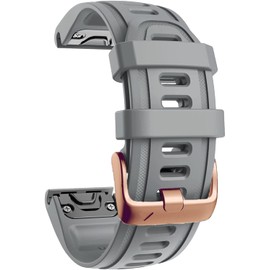ZACLAY Gold buckle QuickFit Watch Band,20mm Sport Waterproof Quick Release Easy Fit Wristband Strap for Garmin Fenix 7S 6S Pro/Sapphire,Fenix 5S/Fenix 5S Plus (GRAY)