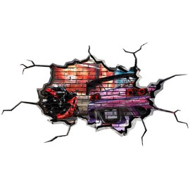 MySticky Removable Vinyl Wall Decal | 3D Sticker | Peel & Stick | DIY Friendly | Easy Application | Art & Decor | Cracked Border | Car Background | Large