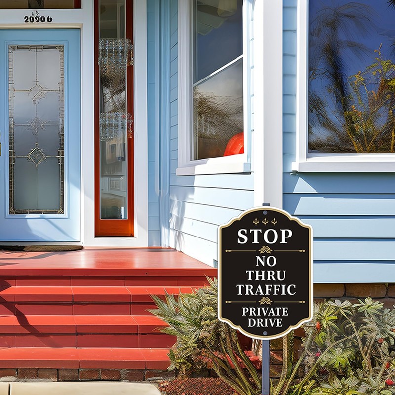 Yuzkouge Stop No Thru Traffic Private Drive Sign - 2
