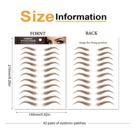 VYIBPDY 42 Pairs Eyebrow Tattoo Sticker 6D Hair-like Eyebrow Tattoo Sticker, Tattoo Eyebrow Waterproof, Eyebrow Sticker Eyebrow Care Shaping (Brown, Black)