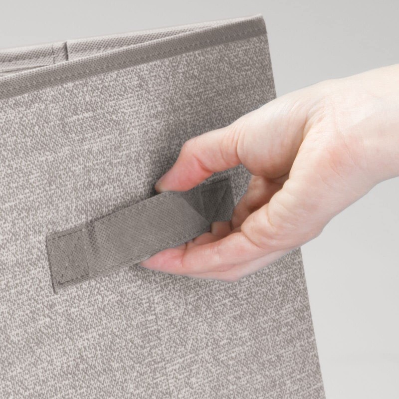 mDesign Small Fabric Collapsible Organizer Cube Bin Box with Front