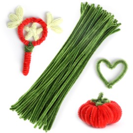 LOMIMOS 100Pcs Pipe Cleaners Craft,Pipe Cleaners Chenille Stem Fuzzy Sticks Craft Supplies for Home DIY Handmade Art Festival (Moss Green)