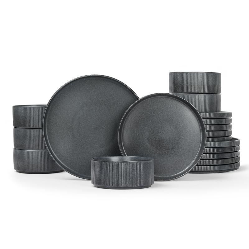 Famiware Star Dinnerware Set for 6, Stoneware Plates and Bowls