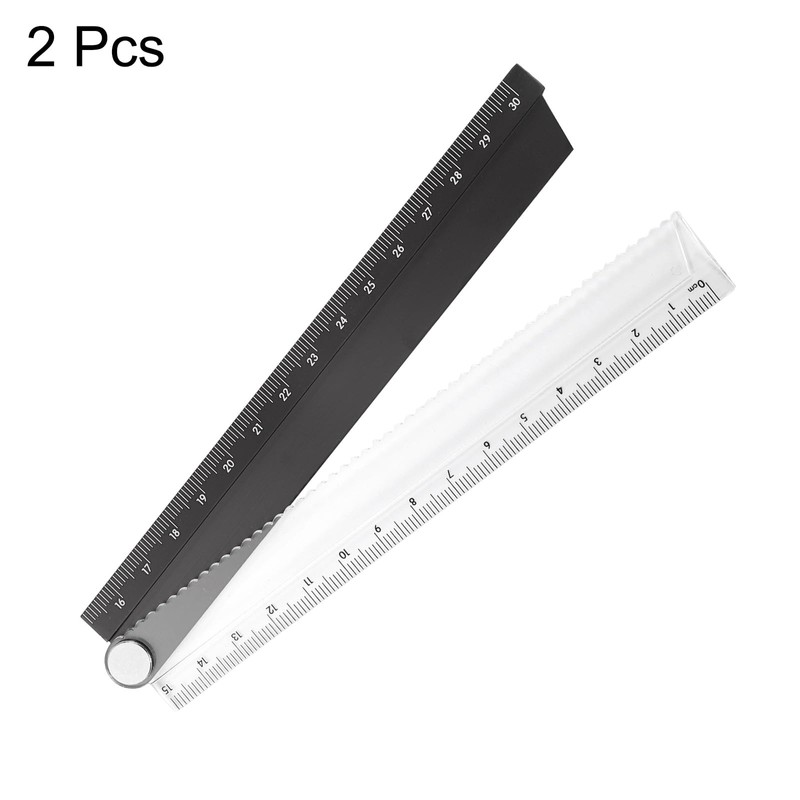 HARFINGTON 2pcs Folding Straight Ruler 30cm Metric Aluminum Alloy Protractor