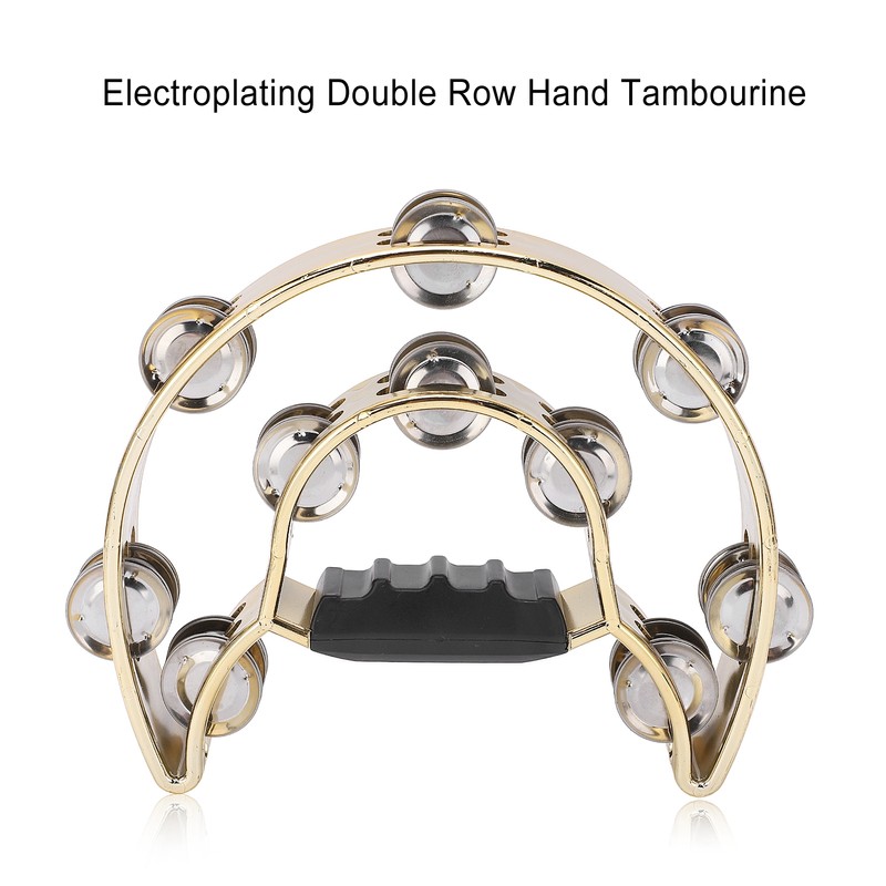Double Row Hand Tambourine Metal Tambourine with Plating Bells Percussion