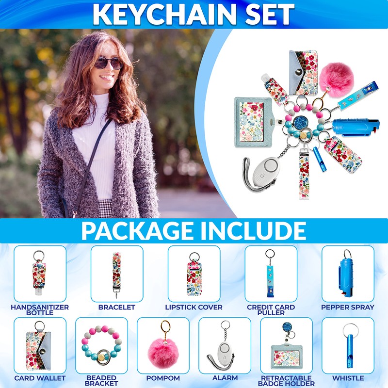 Auxu Keychain Set for Women and Girls Includes Beaded Wristlet,