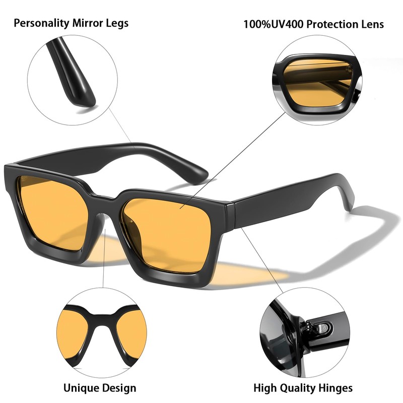 aisswzber plastic Square sunglasses for men and women 2613-Yellow