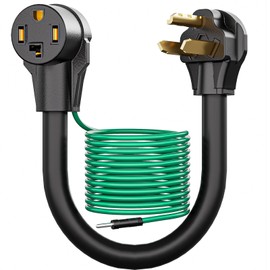 Kasonic Dryer Plug Adapter 4 Prong to 3 Prong, NEMA 10-30P Plug to 14-30R Receptacle Dryer Outlet Adapter, 4P Newer Dryer to 3P Older House, 30Amp STW 10AWG 1FT with Green Ground Wire, ETL Listed
