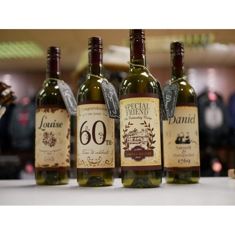 Mulberry Studios Louise Wine Label, 2 Front and Back Labels