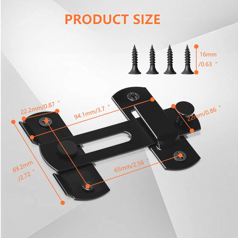 KOVOSCH 180° Degree Flip Sliding Barn Door Lock (180° Barn